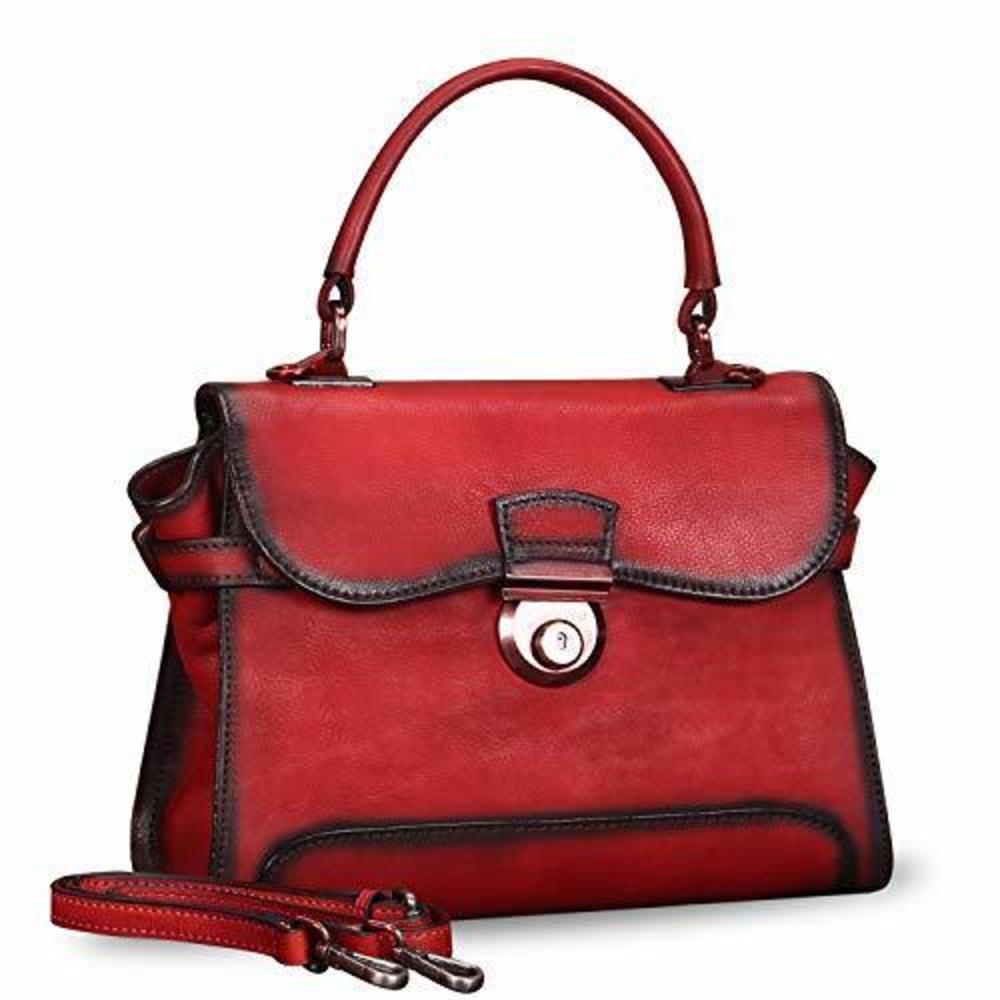 Elegant Genuine Textured Satchel Crossbody Bags For Handmade Vintage Top